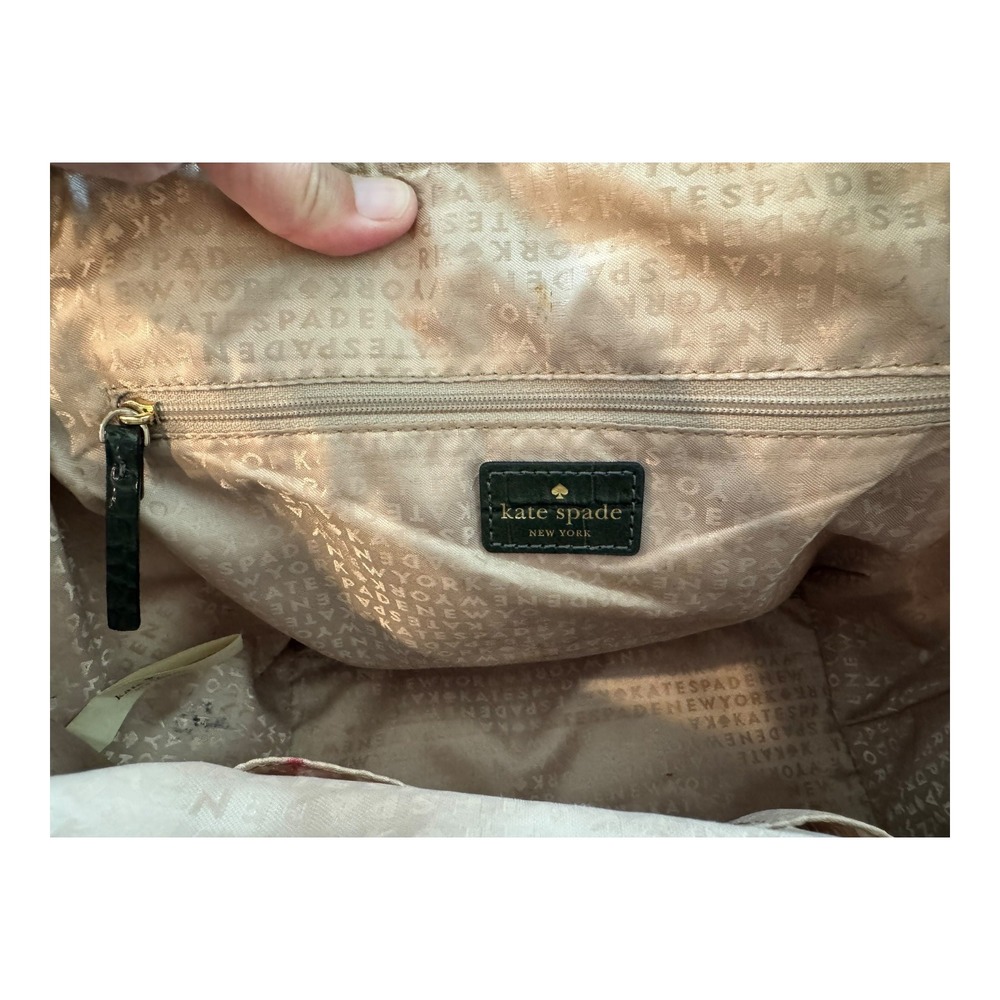 Kate Spade Savannah Satchel Handbag Croco Embossed Leather Womens Bag Loden - Picture 8 of 9